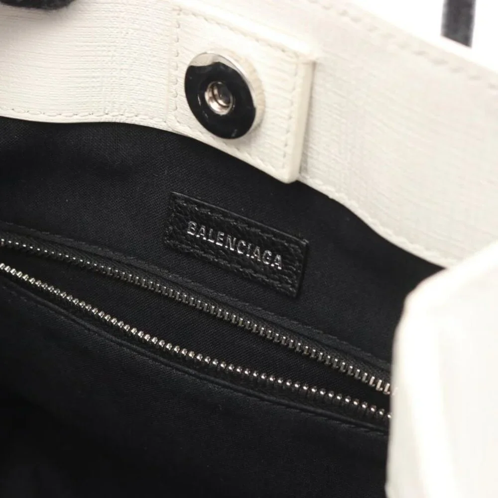 Balenciaga Handbag Shopping Tote Xxs White Canvas Leather - Picture 4 of 9
